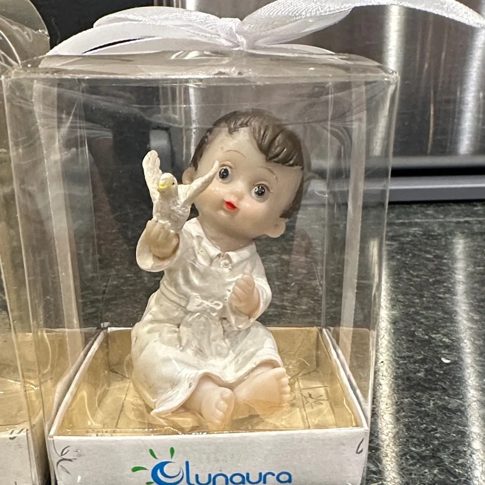 Lunouro baby shower favors religious Angel Figurine Set two